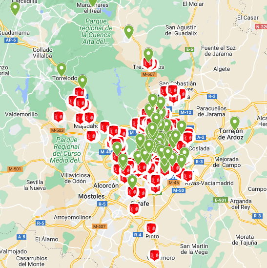 Contenedores de ropa Madrid: quién los gestionan, con que fin y dónde están 2 mapa contenedores cáritas madrid
